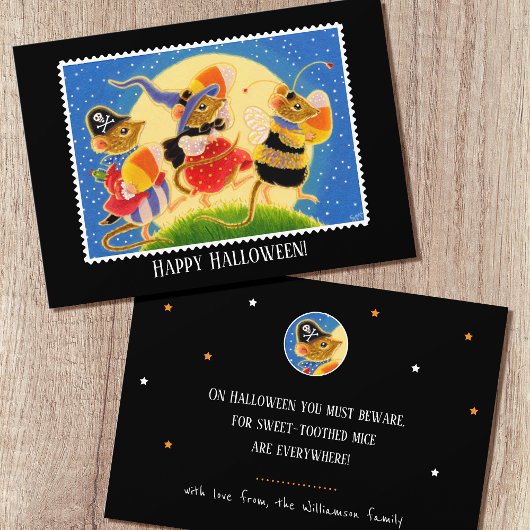 Custom Trick oder Treff Halloween Mäuse Flat Karte