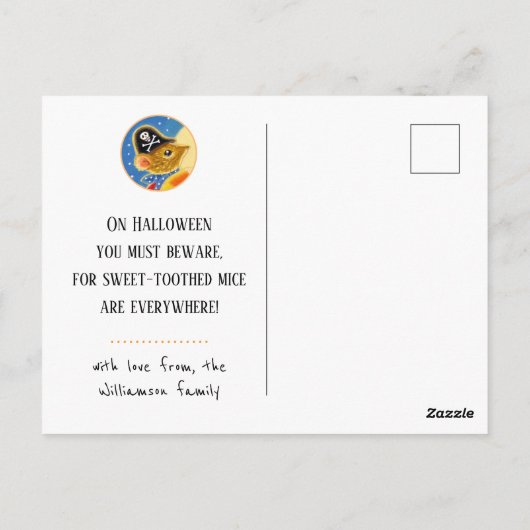 Custom Trick oder Treff Halloween Niedlich Mäuse Postkarte (Rückseite)