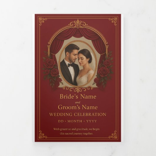 Custom Trifold Letter Fold Invitation, Size: 5" x Dreifach Gefaltete Einladung (Cover)