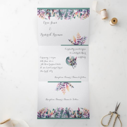 Custom Trifold Letter Fold Wedding Invitation Dreifach Gefaltete Einladung (Innenseite)