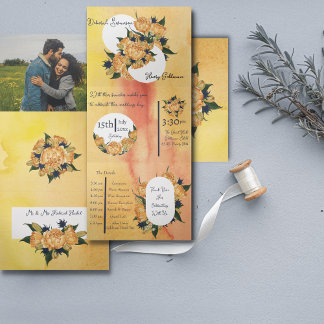 Custom Trifold Letter Fold wedding Invitation Dreifach Gefaltete Einladung