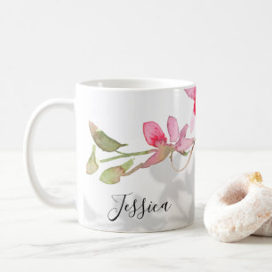 Custom Tropenrosa Orchid Floral Shadow Kaffeetasse