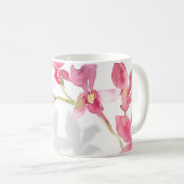 Custom Tropenrosa Orchid Floral Shadow  Kaffeetasse (VorderseiteRechts)