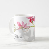 Custom Tropenrosa Orchid Floral Shadow  Kaffeetasse (Vorderseite Links)