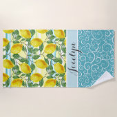 Custom Tropical Angesagt Summer Lemons Fruchtmuste Strandtuch (Vorderseite)