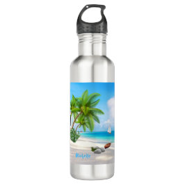 Custom Tropical Beach Edelstahlflasche