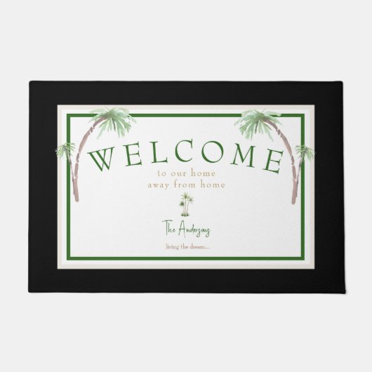 Custom Tropical Beach House Palm Tree Door Mat Fußmatte (Vorderseite)
