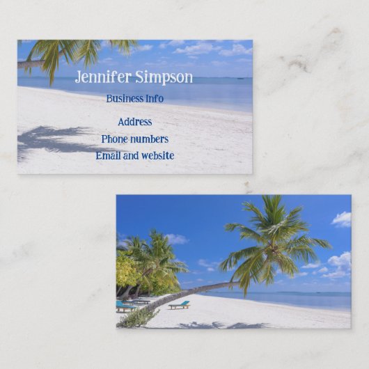 Custom Tropical Beach Ocean Palmen Visitenkarte (Vorne/Hinten)