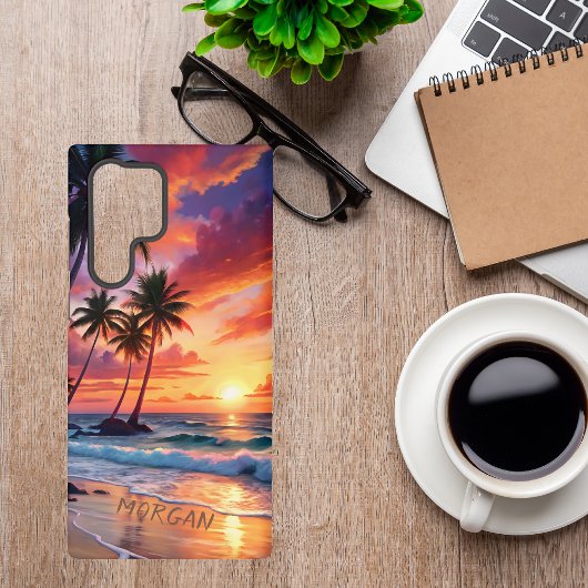 Custom Tropical Beach Sunset | Coastal Art Samsung Galaxy Hülle