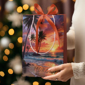 Custom Tropical Beach Sunset | Küstenkunst Mittlere Geschenktüte