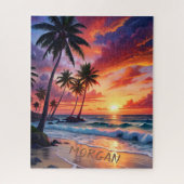 Custom Tropical Beach Sunset | Küstenkunst Puzzle (Vertikal)