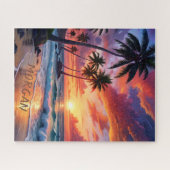 Custom Tropical Beach Sunset | Küstenkunst Puzzle (Horizontal)