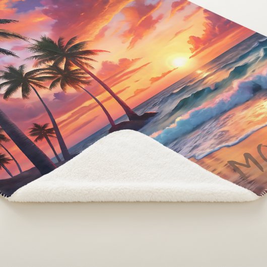 Custom Tropical Beach Sunset | Küstenkunst Sherpadecke (3/4)