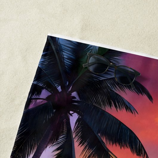 Custom Tropical Beach Sunset | Küstenkunst Strandtuch (Beispiel)