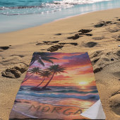 Custom Tropical Beach Sunset | Küstenkunst Strandtuch