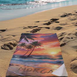 Custom Tropical Beach Sunset | Küstenkunst Strandtuch