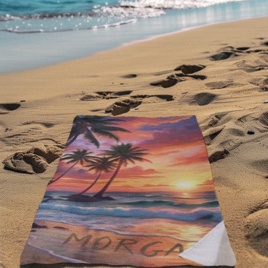 Custom Tropical Beach Sunset | Küstenkunst Strandtuch