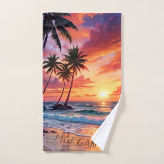 Custom Tropical Beach Sunset | Küstensport Handtuch (Handtuch)