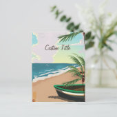 Custom Tropical Beach Vintage Poster Postkarte (Stehend Vorderseite)