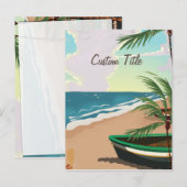 Custom Tropical Beach Vintage Poster Postkarte (Vorne/Hinten)