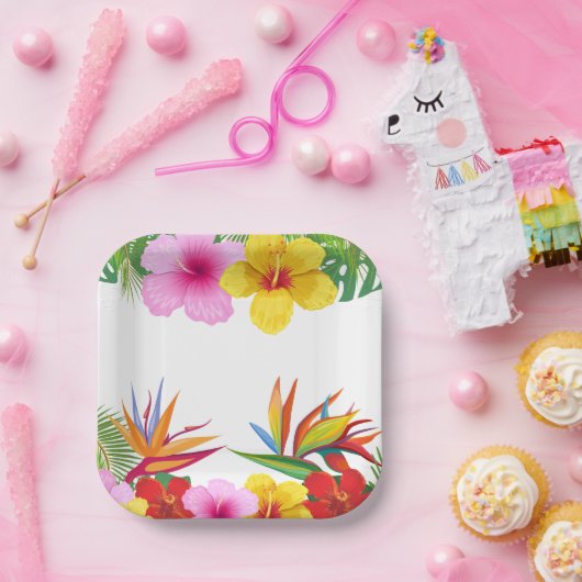 Custom Tropical Blume Hibisken Party Pappteller (Party)