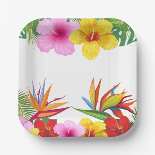 Custom Tropical Blume Hibisken Party Pappteller (Vorderseite)