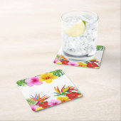 Custom Tropical Blume Hibisken Party Rechteckiger Pappuntersetzer (Vor Ort)