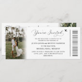 Custom Tropical Destination Boarding Pass Hochzeit Einladung (Vorne/Hinten)