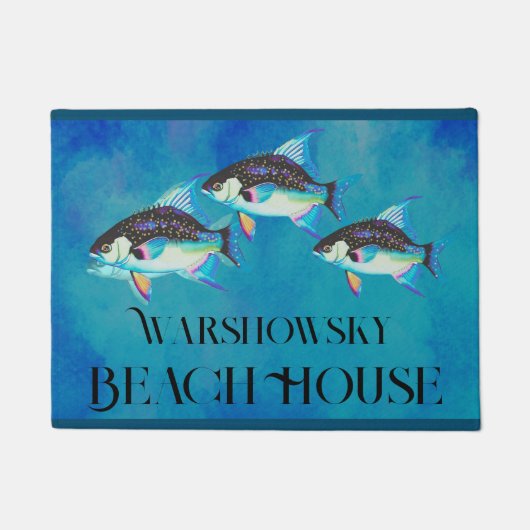 Custom Tropical Fish Watercolor Coasta Aqua Fußmatte (Vorderseite)