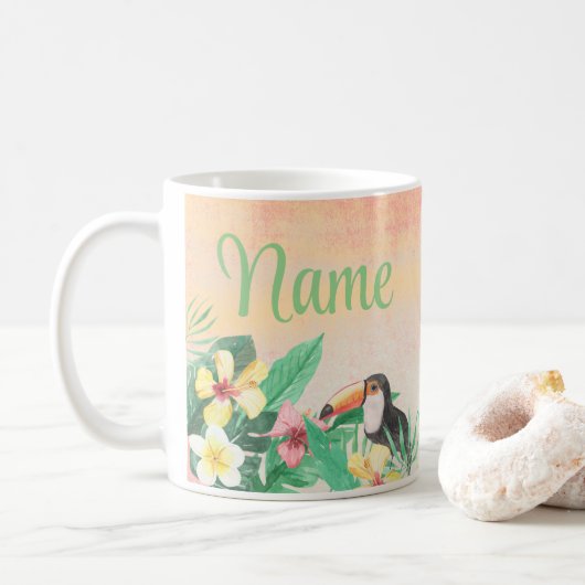 Custom Tropical Flamingo Design Coffee Tasse Cup (Mit Donut)