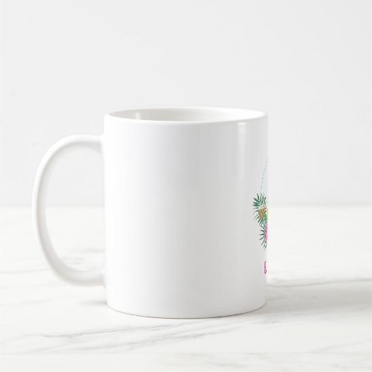 Custom Tropical Flamingo Floral Monogram Kaffeetasse (Links)