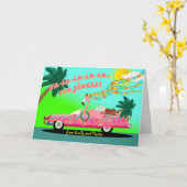 Custom Tropical Flamingo Weihnachten mit rosa Auto Karte (Gelbe Blume)