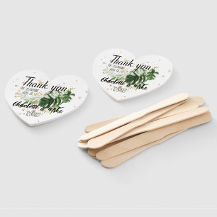 Custom Tropical & Gold Wedding Vielen Dank für Ihr Fächer