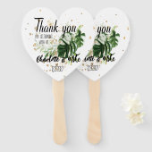 Custom Tropical & Gold Wedding Vielen Dank für Ihr Fächer (Vorne und Hinten)
