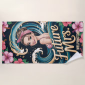 Custom Tropical Hibiskus Ocean Wave Future Mrs. Strandtuch (Vorderseite)