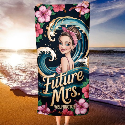 Custom Tropical Hibiskus Ocean Wave Future Mrs. Strandtuch