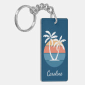 Custom Tropical Island Beach Ocean Sunset Art Schlüsselanhänger (Vorderseite links)
