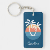 Custom Tropical Island Beach Ocean Sunset Art Schlüsselanhänger (Vorderseite)
