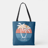 Custom Tropical Island Beach Ocean Sunset Art Tasche (Rückseite)