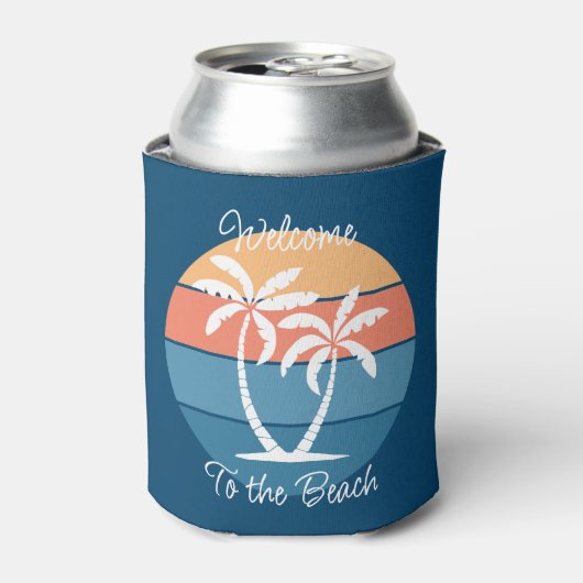Custom Tropical Island Beach Ocean Sunset Dosenkühler (Kanne Vorderseite)