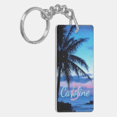 Custom Tropical Island Beach Ocean Sunset Foto Schlüsselanhänger (Vorderseite links)