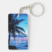 Custom Tropical Island Beach Ocean Sunset Foto Schlüsselanhänger (Rückseite)
