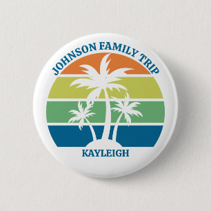 Custom Tropical Island Palm Trees Wiedersehen Name Button
