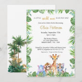 Custom Tropical Jungle Giraffe Tiger Baby Dusche Einladung (Vorne/Hinten)