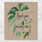 Custom Tropical Leaf Hochzeit Vielen Dank Weinetikett (Einzelnes Label)