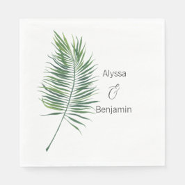 Custom Tropical Leaf Watercolor Wedkin Napkin Serviette