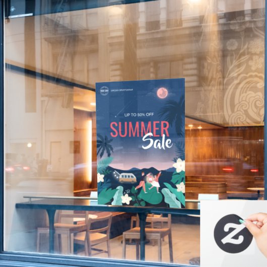 Custom Tropical Palm Summer Sale Business Ads Fensteraufkleber (Café-Fenster)