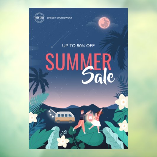 Custom Tropical Palm Summer Sale Business Ads Fensteraufkleber (Blatt 3)
