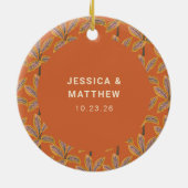 Custom Tropical Palm Trees Hochzeit in Urlaubsort Keramik Ornament (Hinten)