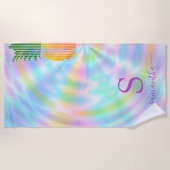 Custom Tropical Pineapfelpastel Holographic Neon Strandtuch (Vorderseite)